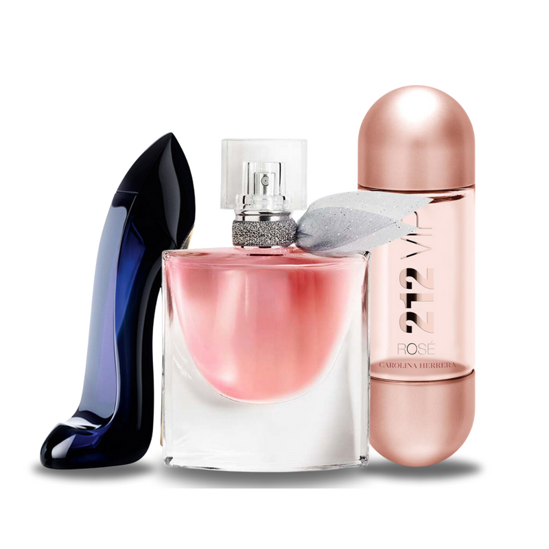 Combo: Carolina Herrera Good Girl, Lancôme La Vie Est Belle y Carolina Herrera 212 VIP Rosé - Perfumes Femininos de Luxo a Preços Imbatíveis.